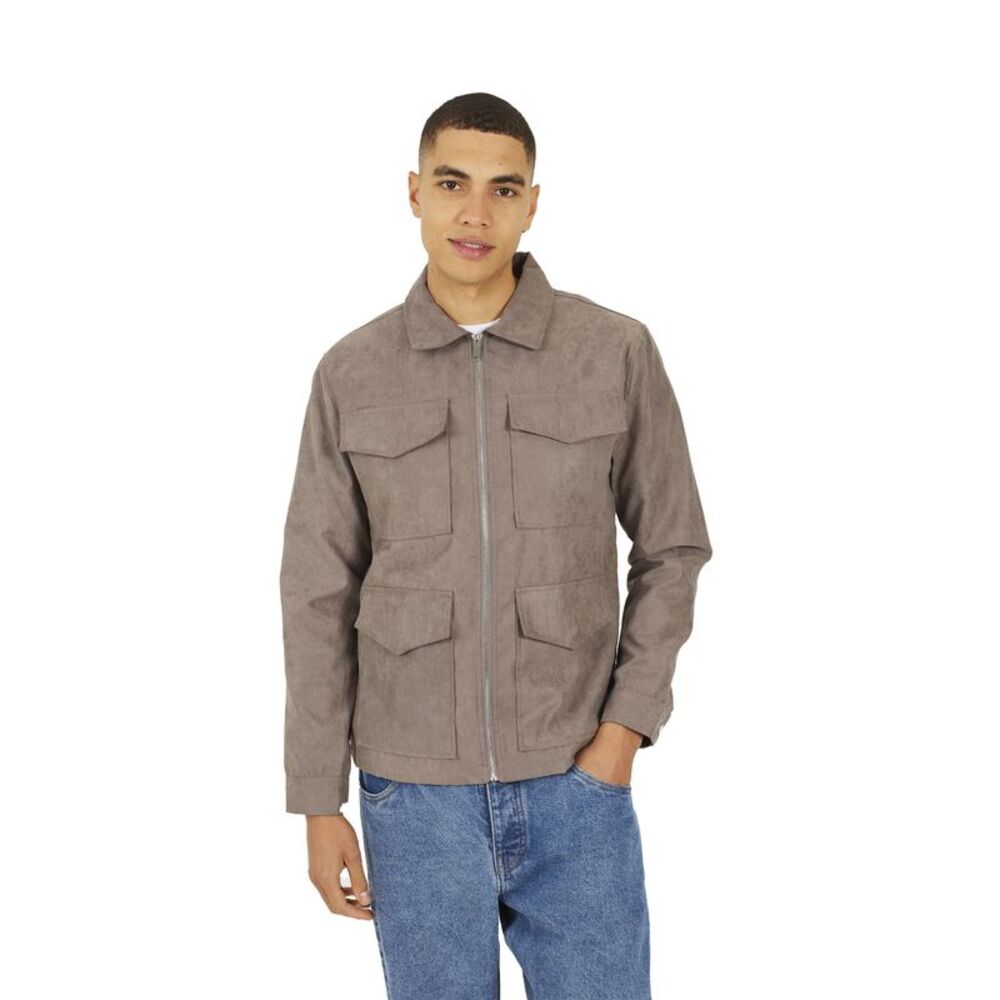 Brave Soul Mens Lathan Full Zip Shacket / Taupe